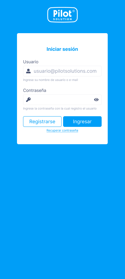 Pantalla de login de la app automotriz