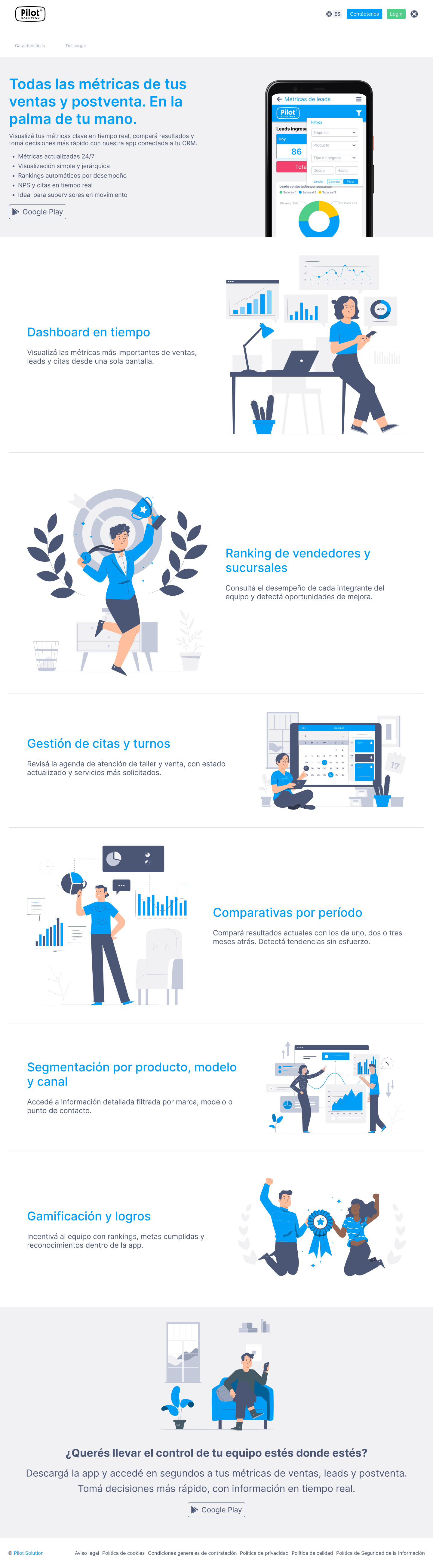 Landing page de la app automotriz