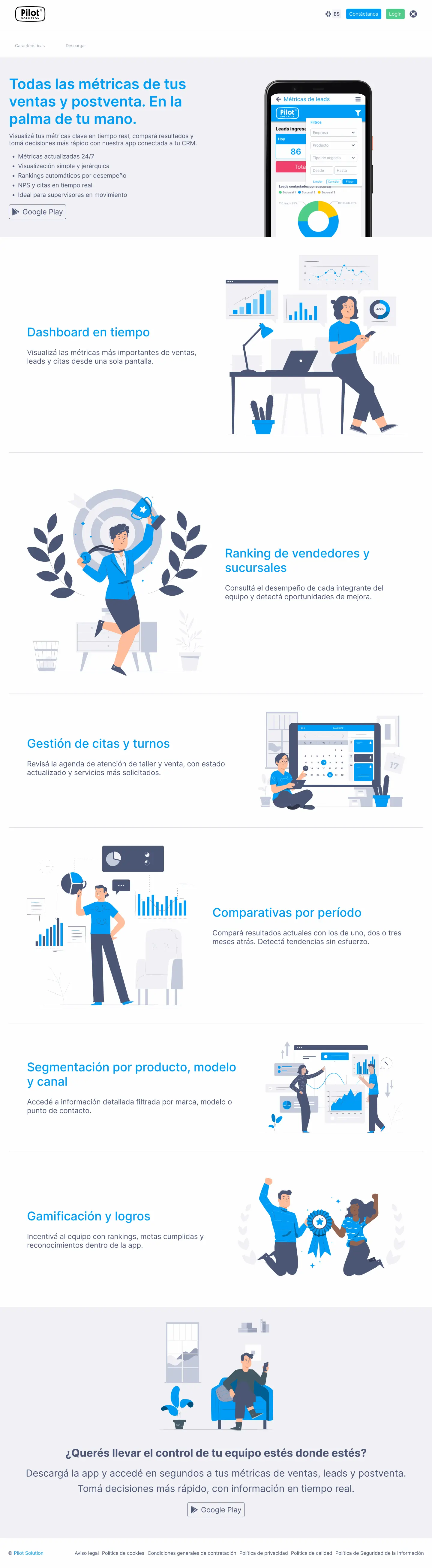 Landing page de la app automotriz